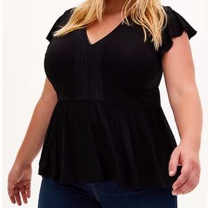 Torrid Super Soft Black Lace Trim Babydoll Top 00